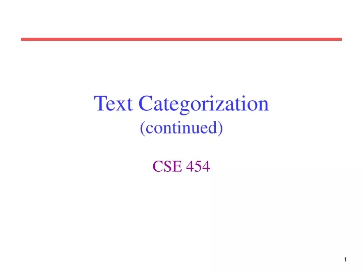 text categorization continued