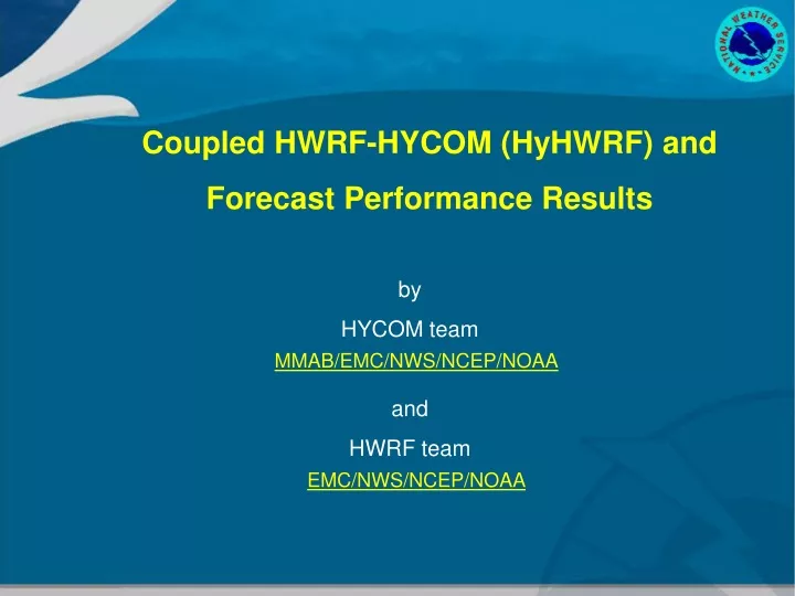 coupled hwrf hycom hyhwrf and forecast
