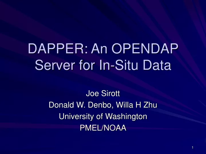 dapper an opendap server for in situ data