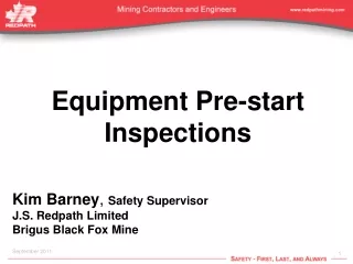 Equipment Pre-start Inspections