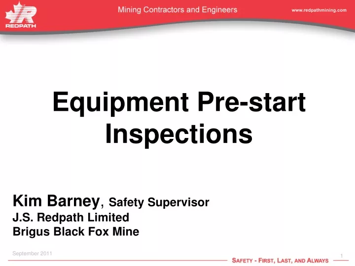 equipment pre start inspections