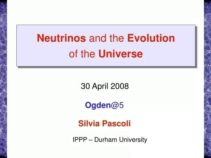 neutrinos and the evolution of the universe