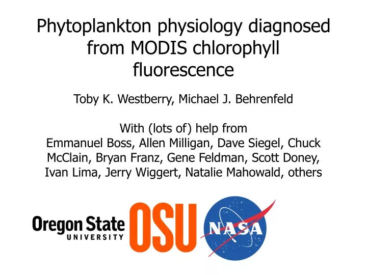 phytoplankton physiology diagnosed from modis