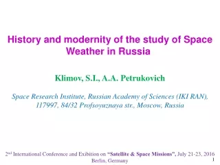 History and modernity of the study of Space Weather in Russia