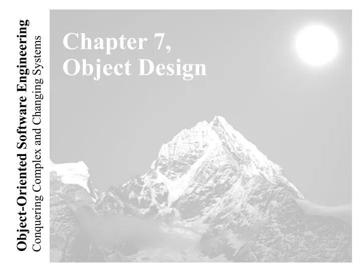 chapter 7 object design