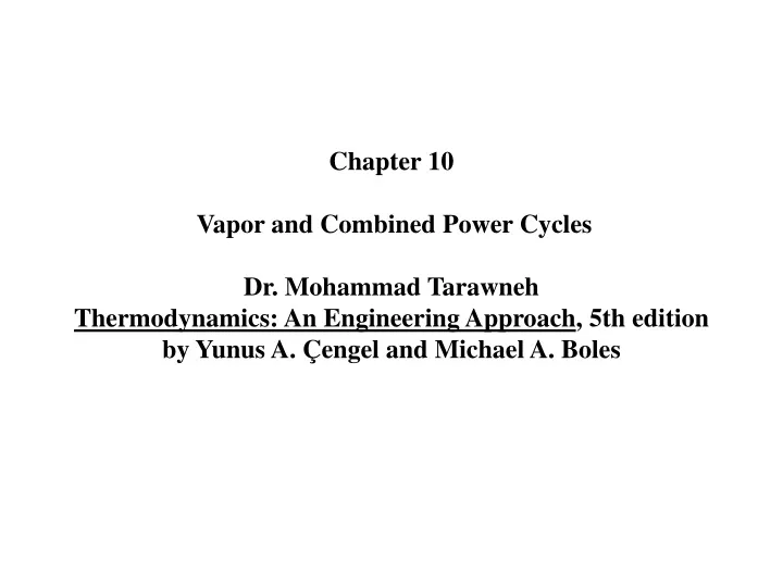 chapter 10 vapor and combined power cycles