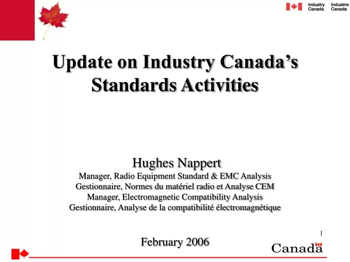 update on industry canada s standards activities