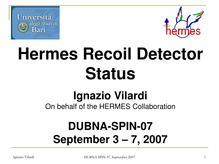 hermes recoil detector status ignazio vilardi