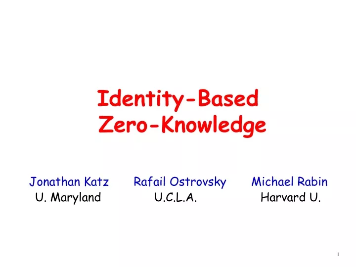 identity based zero knowledge