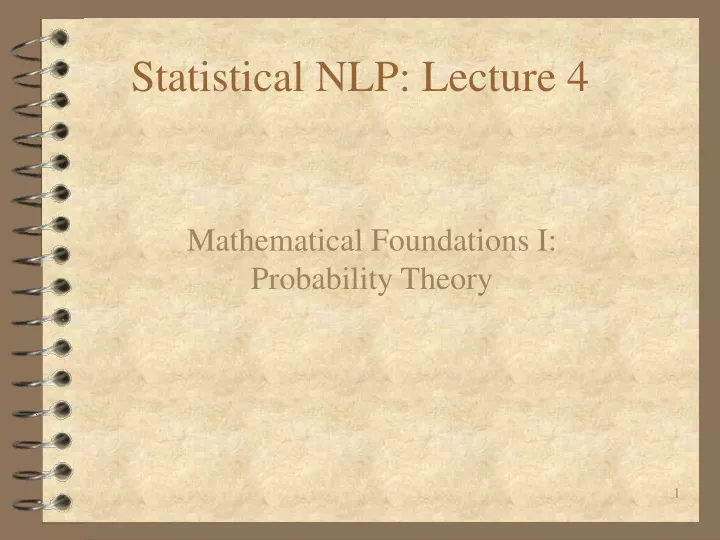 statistical nlp lecture 4
