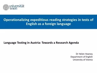 Operationalizing expeditious reading strategies in tests of English as a foreign language