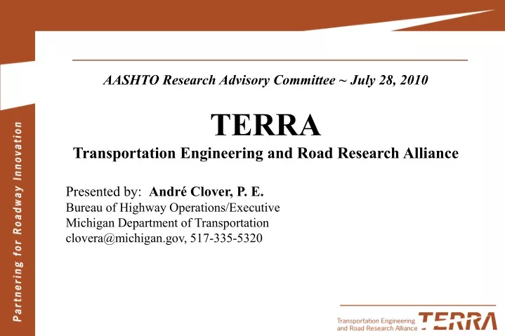 aashto research advisory committee july 28 2010