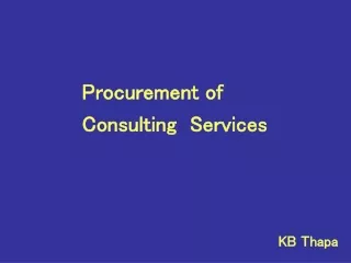 Procurement of Consulting  Services