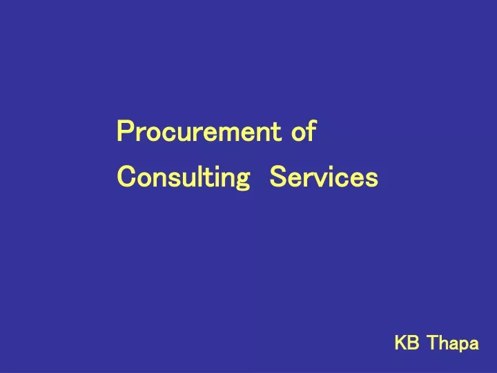 procurement of consulting services