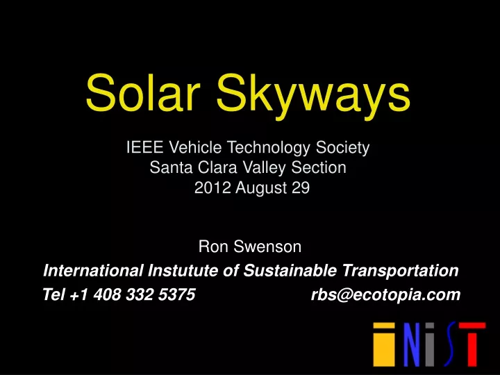solar skyways ieee vehicle technology society santa clara valley section 2012 august 29