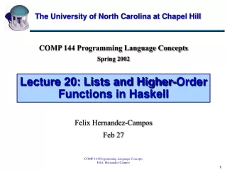 Lecture 20: Lists and Higher-Order Functions in Haskell