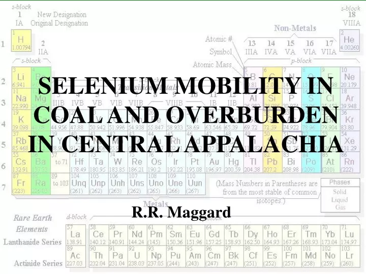 selenium mobility in coal and overburden in central appalachia