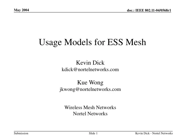 usage models for ess mesh