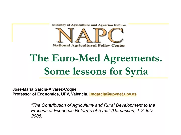 the euro med agreements some lessons for syria