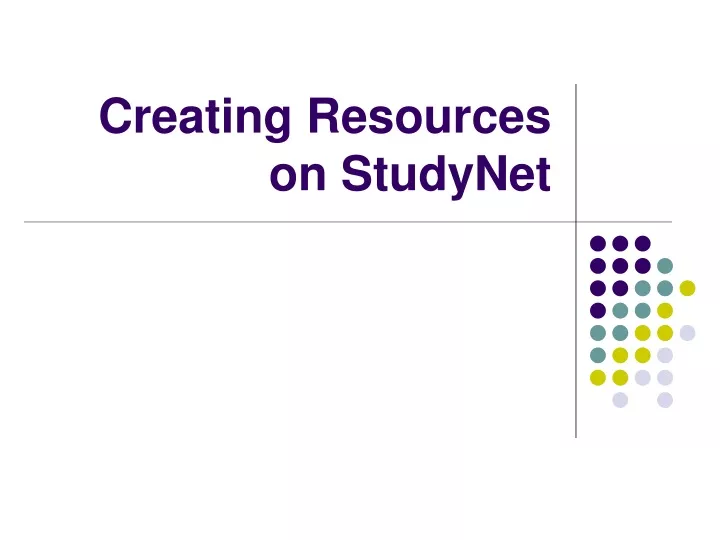 creating resources on studynet