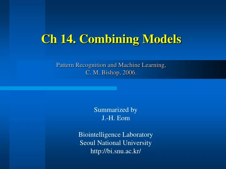 ch 14 combining models pattern recognition and machine learning c m bishop 2006