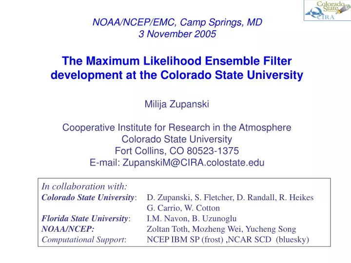 noaa ncep emc camp springs md 3 november 2005