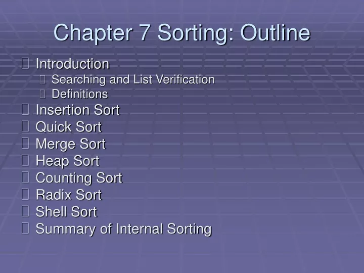 chapter 7 sorting outline