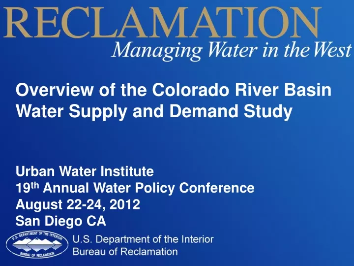 overview of the colorado river basin water supply