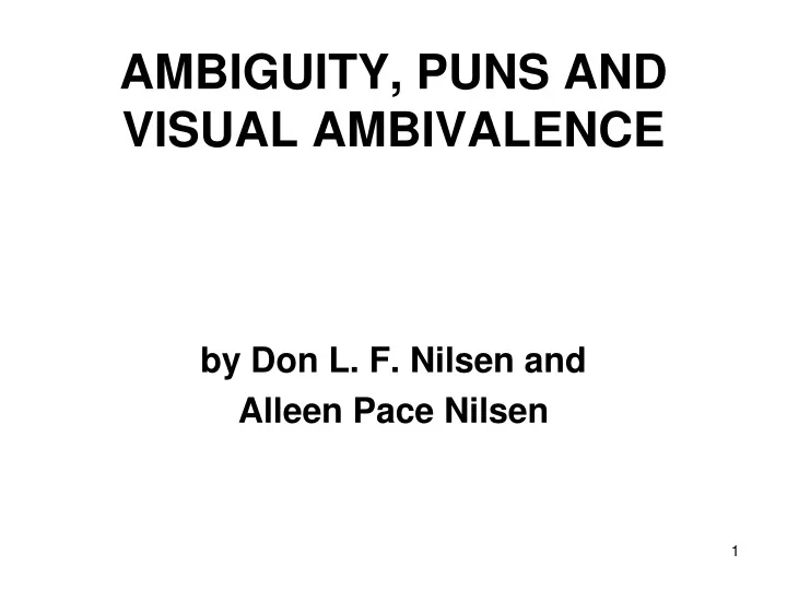 ambiguity puns and visual ambivalence
