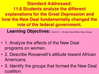 Learning Objectives:  Section 3 - The New Deal Affects Many Groups