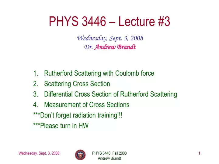 phys 3446 lecture 3