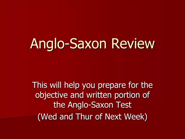anglo saxon review