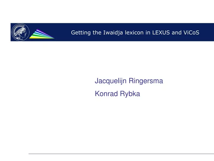 getting the iwaidja lexicon in lexus and vicos