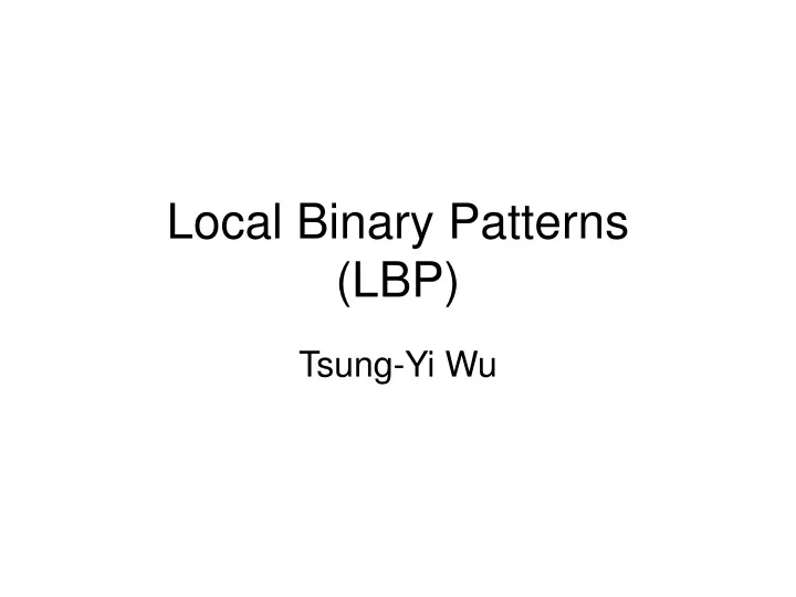local binary patterns lbp