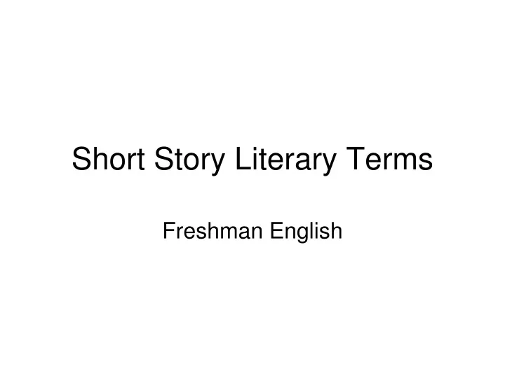 short story literary terms