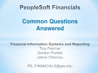 PeopleSoft Financials Common Questions Answered