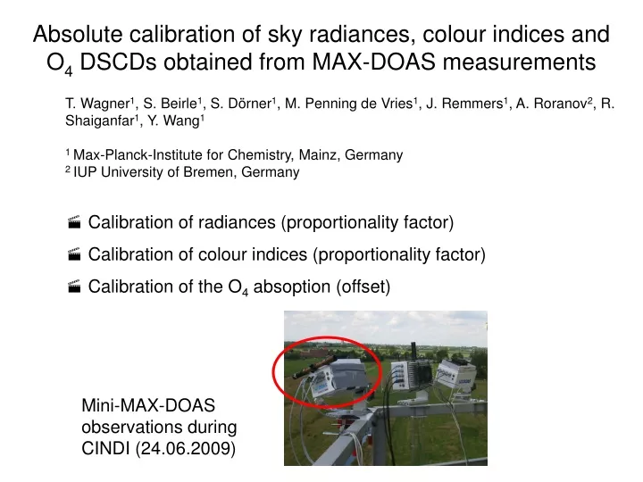 absolute calibration of sky radiances colour