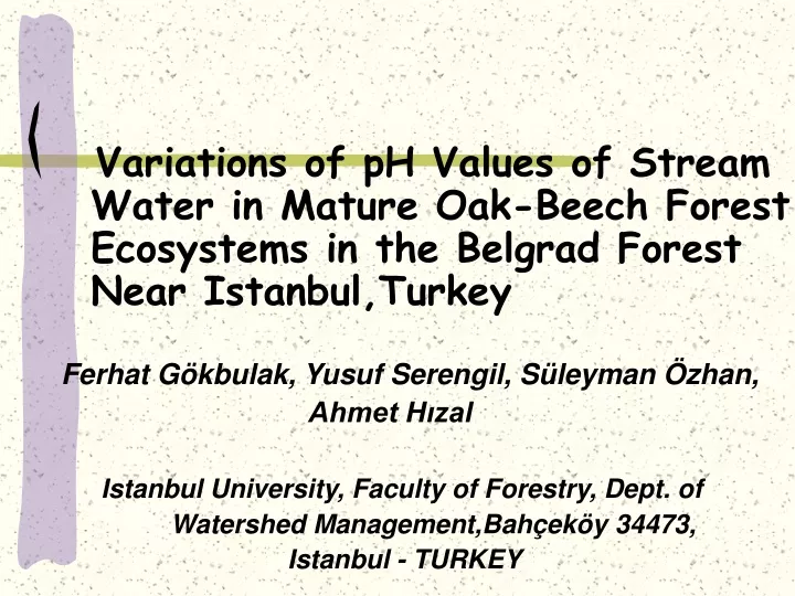 variations o f ph values o f stream water
