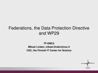 Federations, the Data Protection Directive and WP29
