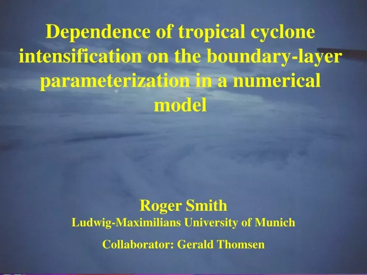 dependence of tropical cyclone intensification