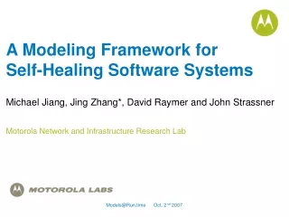 A Modeling Framework for  Self-Healing Software Systems