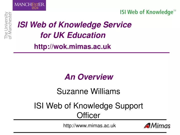 isi web of knowledge service for uk education