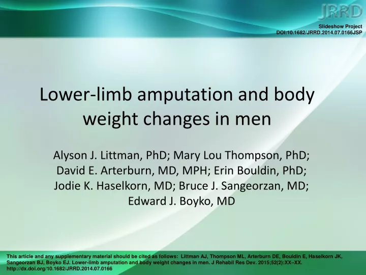 lower limb amputation and body weight changes in men