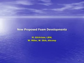 New Proposed Foam Developments