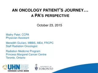 an oncology patient’s journey…  a PA’s perspective