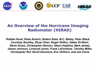 An Overview of the Hurricane Imaging Radiometer (HIRAD)