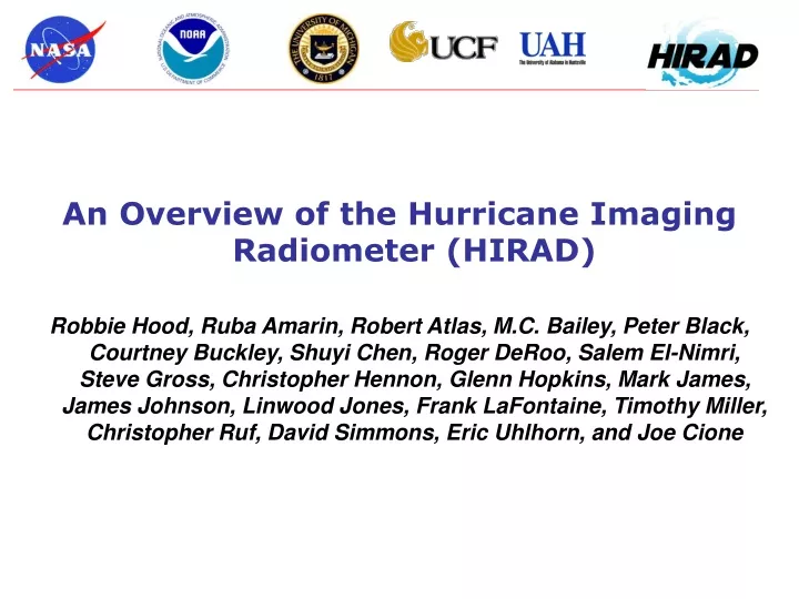 an overview of the hurricane imaging radiometer