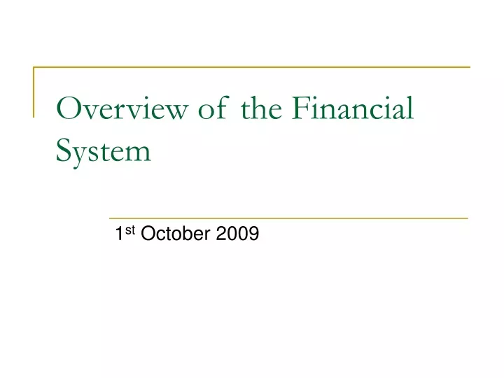 overview of the financial system