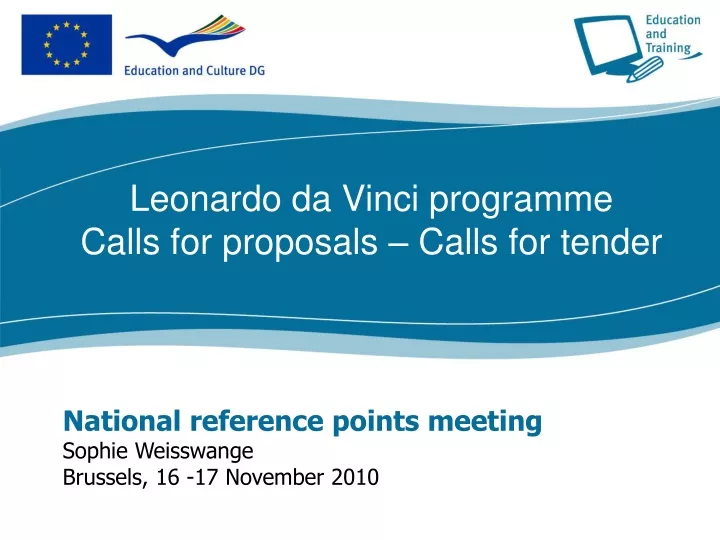 leonardo da vinci programme calls for proposals