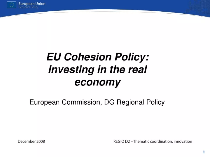 eu cohesion policy investing in the real economy